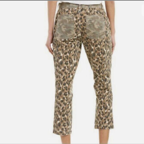 CURRENT/ELLIOTT The Clean Weslan Pantsin Camo Leopard Cropped pants size 27! - Picture 2 of 11